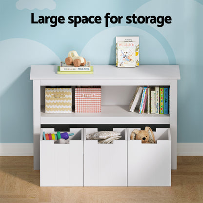 Keezi Kids Bookshelf 3 Drawers Storage Children Bookcase Toy Organiser Display - TRENDZ