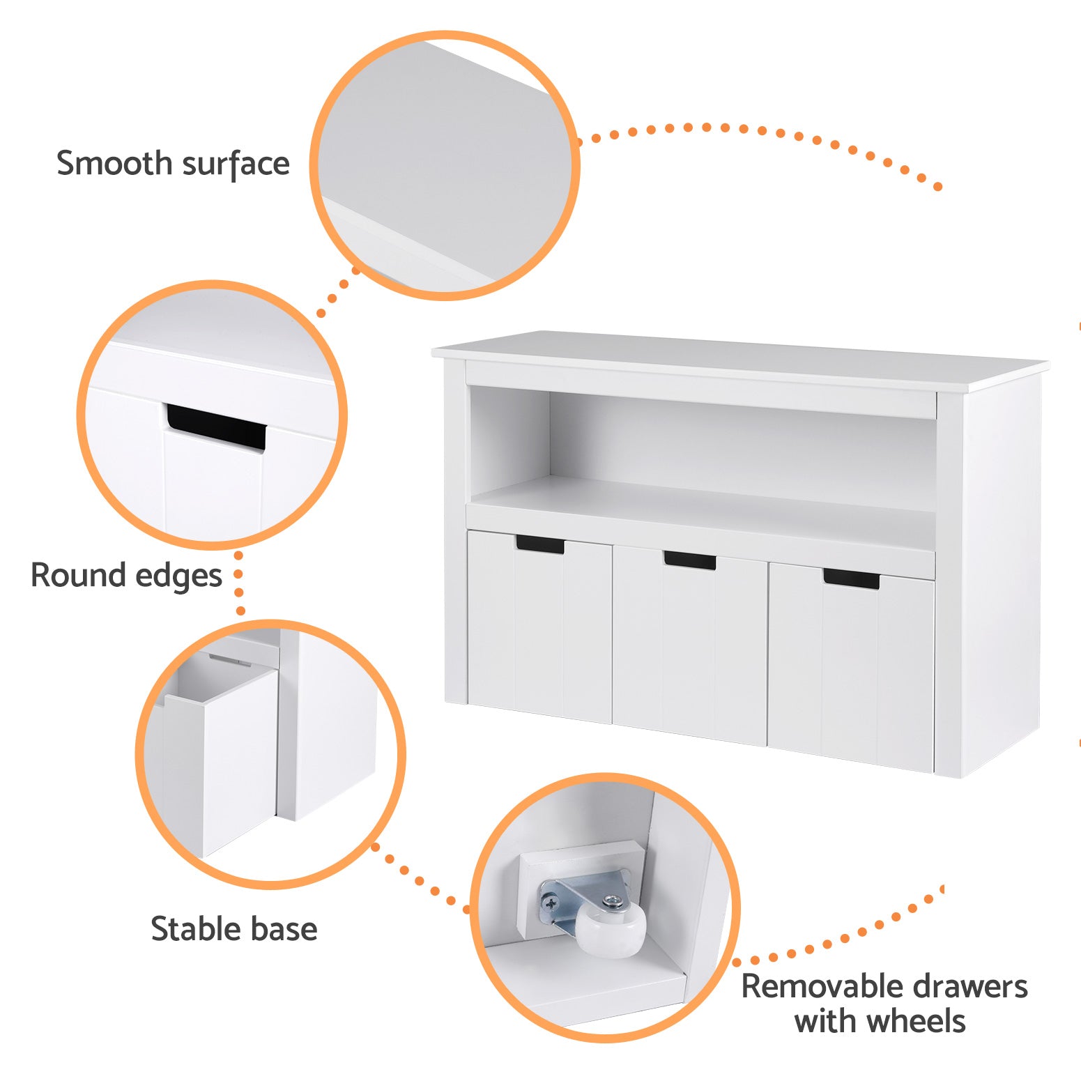 Keezi Kids Bookshelf 3 Drawers Storage Children Bookcase Toy Organiser Display - TRENDZ