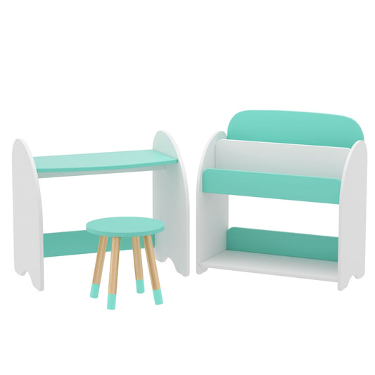 Keezi Kids Bookshelf 2 In 1 Table Chair Set Bookcase Toys Shelves Children Organiser - TRENDZ