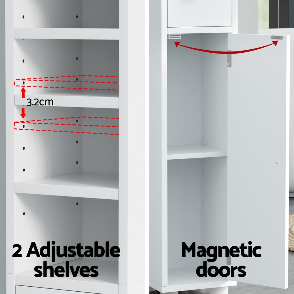 Artiss Bathroom Storage Cabinet 180cm Tall Slim Floor Cupboard Toilet Narrow Linen Tower - TRENDZ