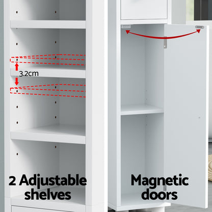 Artiss Bathroom Storage Cabinet 180cm Tall Slim Floor Cupboard Toilet Narrow Linen Tower - TRENDZ