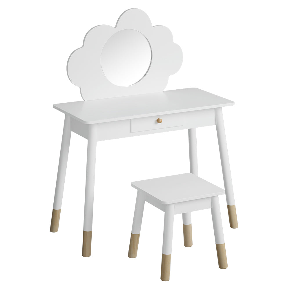 Keezi Kids Dressing Table Chair Set Vanity Makeup Wooden Leg Mirror Drawer - TRENDZ