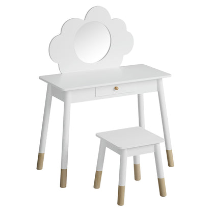 Keezi Kids Dressing Table Chair Set Vanity Makeup Wooden Leg Mirror Drawer - TRENDZ