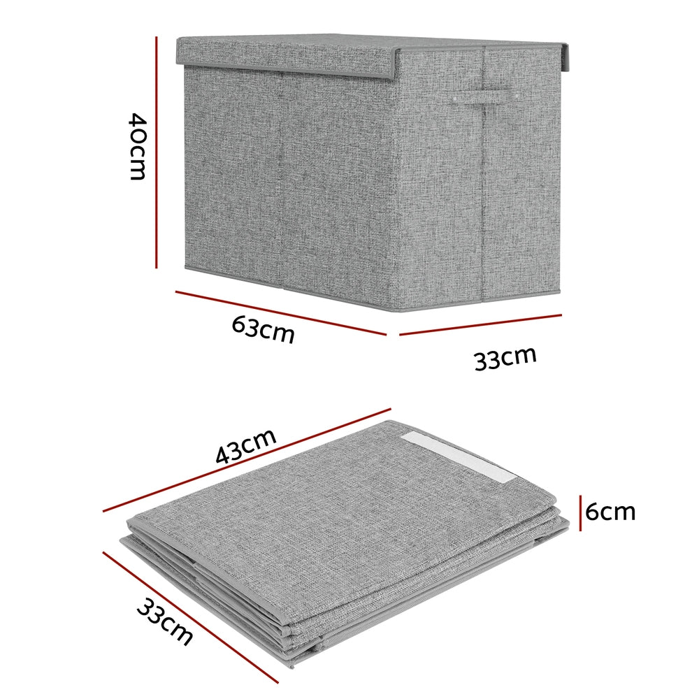Keezi Large Toy Box Chest Storage with Flip-Top Lid Foldable Organizer Bins Grey - TRENDZ