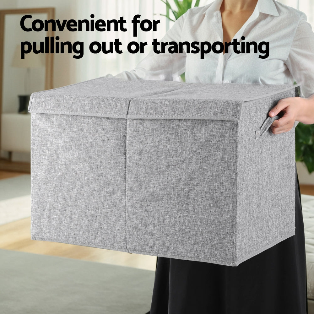 Keezi Large Toy Box Chest Storage with Flip-Top Lid Foldable Organizer Bins Grey - TRENDZ