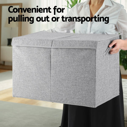 Keezi Large Toy Box Chest Storage with Flip-Top Lid Foldable Organizer Bins Grey - TRENDZ