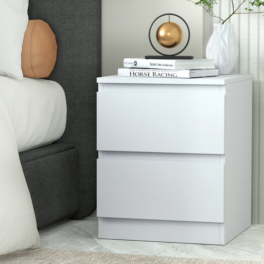 Artiss Bedside Table 2 Drawers - PEPE White - TRENDZ