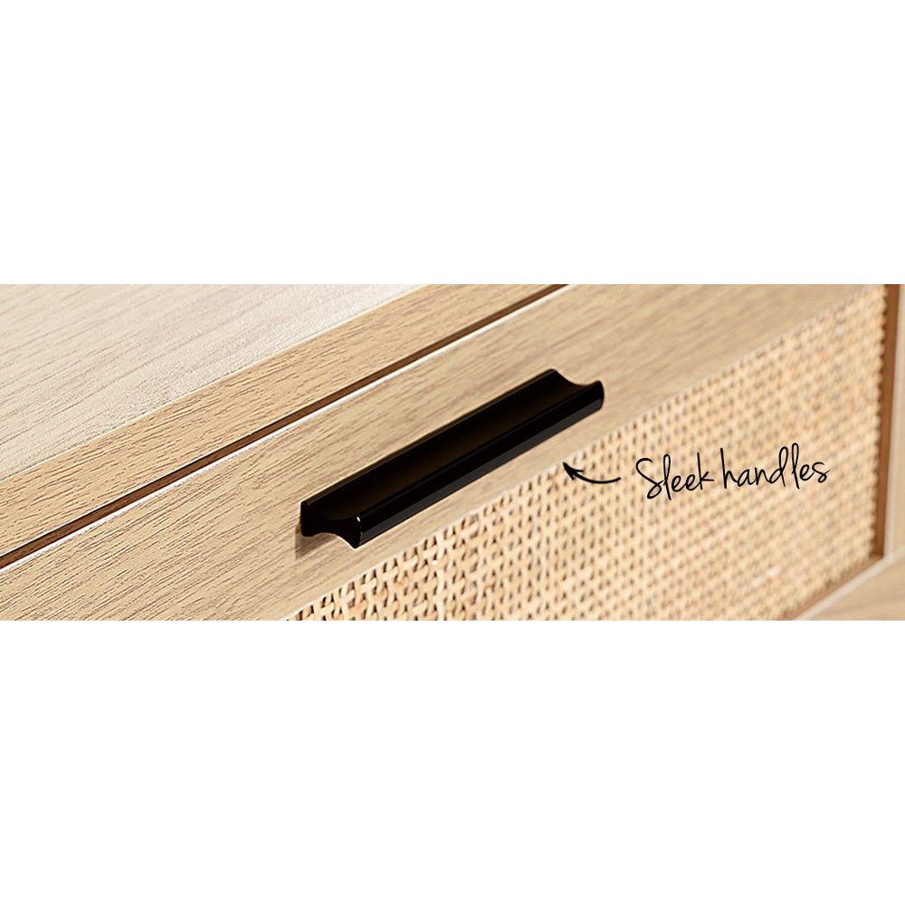 Artiss 4 Chest of Drawers Rattan Tallboy Pine - BRIONY - TRENDZ