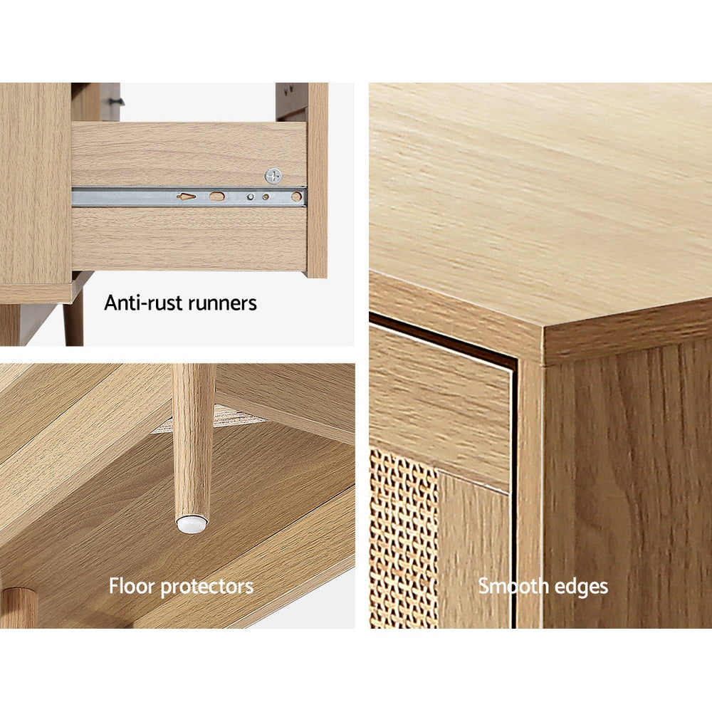 Artiss 4 Chest of Drawers Rattan Tallboy Pine - BRIONY - TRENDZ