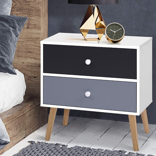 Artiss Bedside Table 2 Drawers - BONDS White - TRENDZ