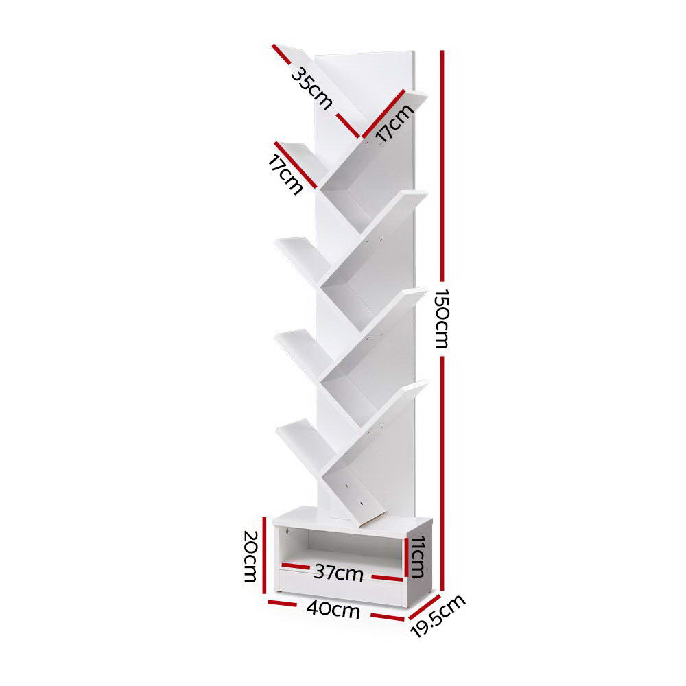 Artiss Tree Bookshelf 9 Tiers - ECHO White - TRENDZ