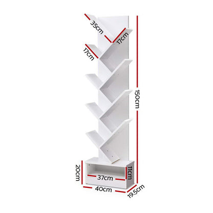 Artiss Tree Bookshelf 9 Tiers - ECHO White - TRENDZ