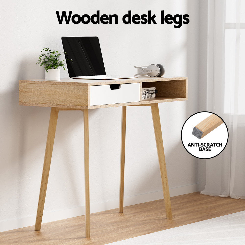 Artiss Computer Desk Drawer Cabinet Shelf Oak 90CM - TRENDZ