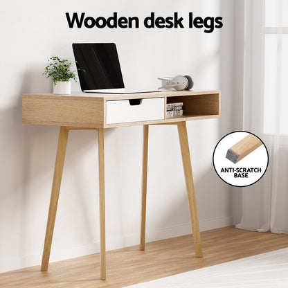 Artiss Computer Desk Drawer Cabinet Shelf Oak 90CM - TRENDZ