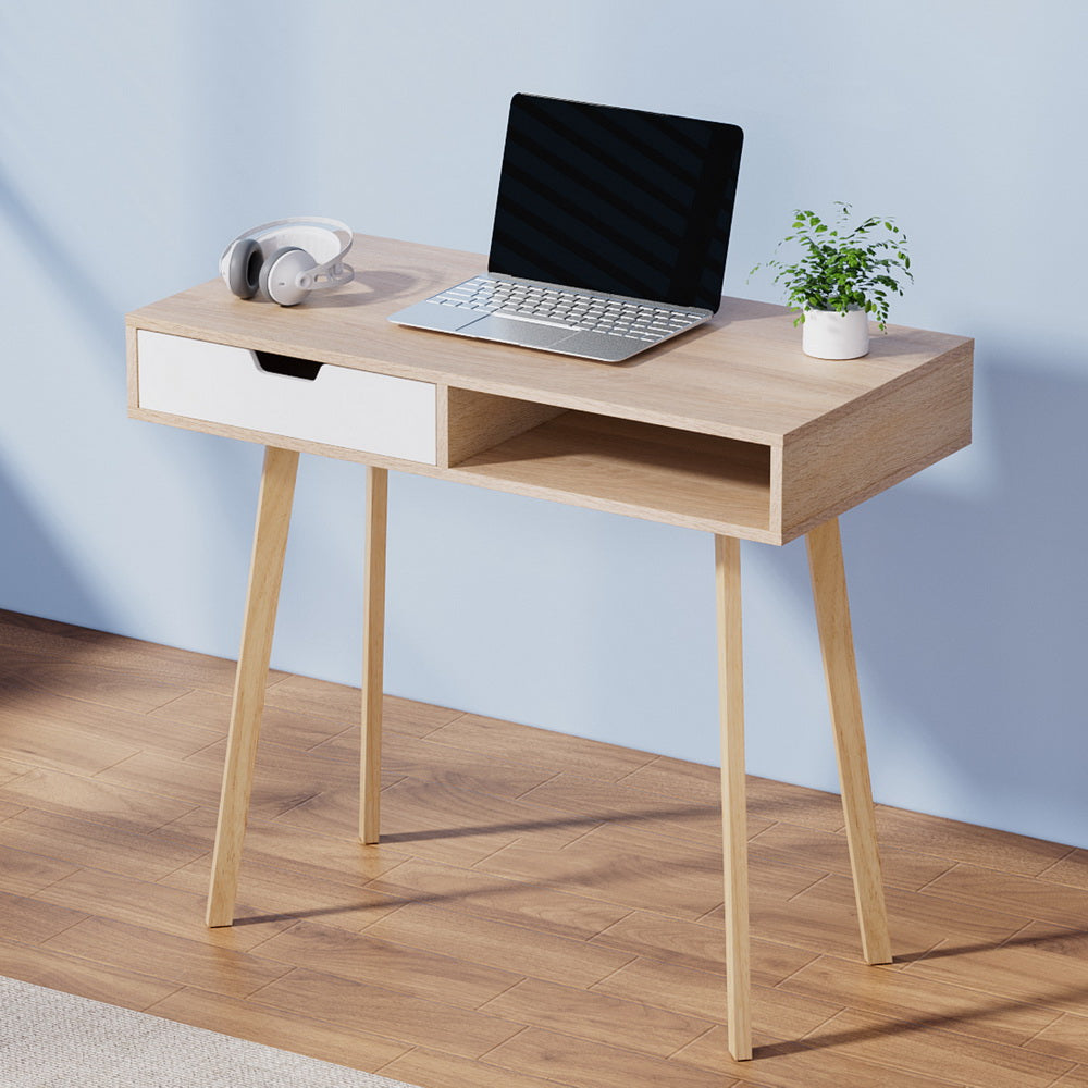 Artiss Computer Desk Drawer Cabinet Shelf Oak 90CM - TRENDZ