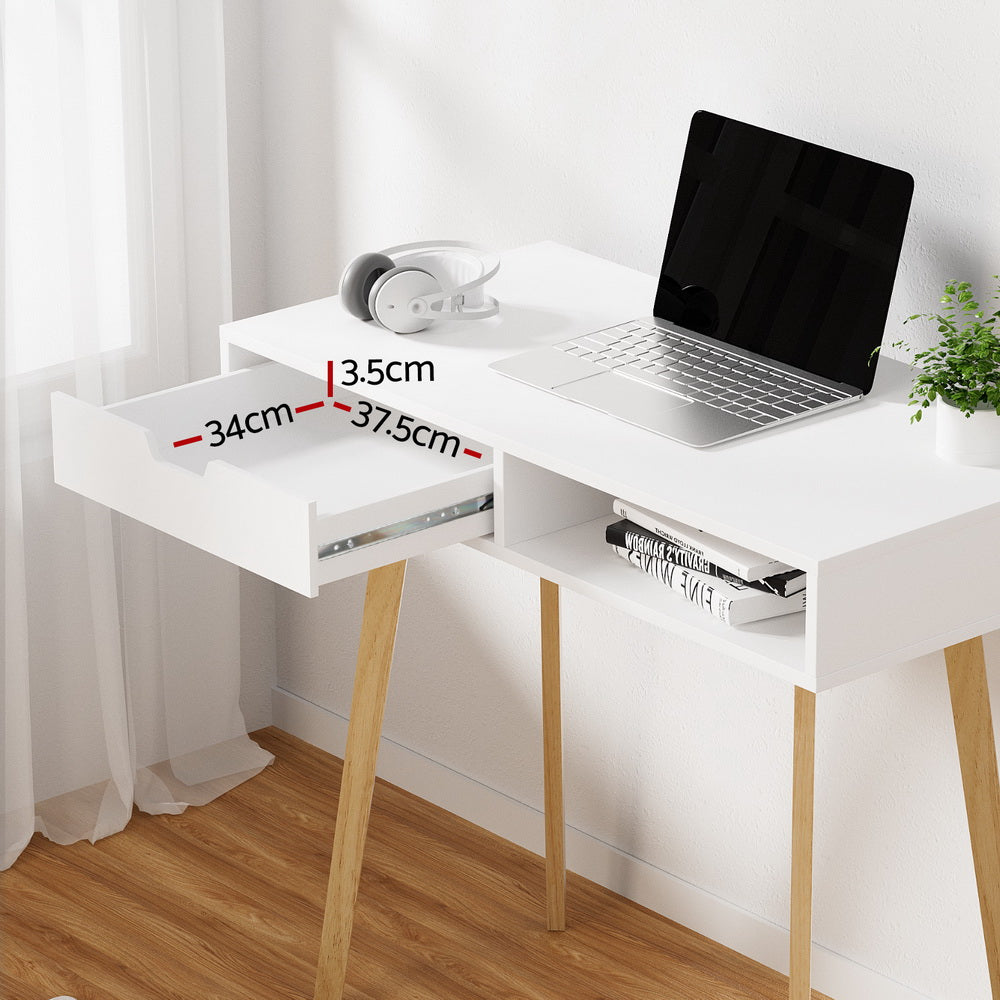 Artiss Computer Desk Drawer Cabinet Shelf White 90CM - TRENDZ
