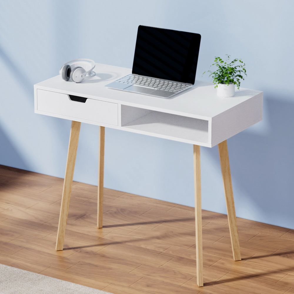Artiss Computer Desk Drawer Cabinet Shelf White 90CM - TRENDZ