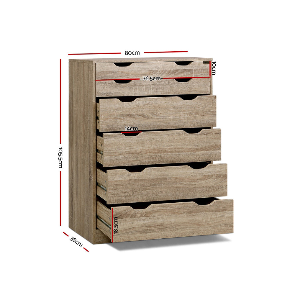 Artiss 6 Chest of Drawers - MYLA Oak - TRENDZ