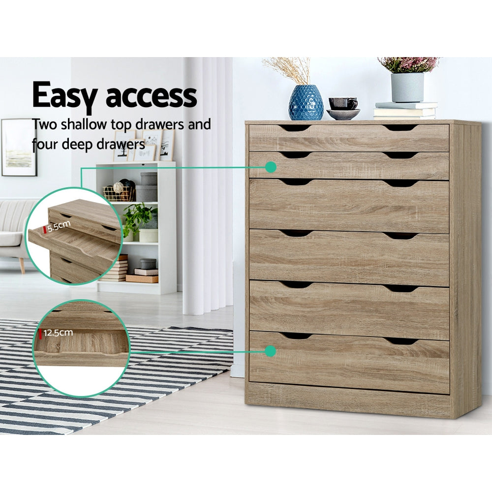 Artiss 6 Chest of Drawers - MYLA Oak - TRENDZ