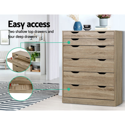 Artiss 6 Chest of Drawers - MYLA Oak - TRENDZ