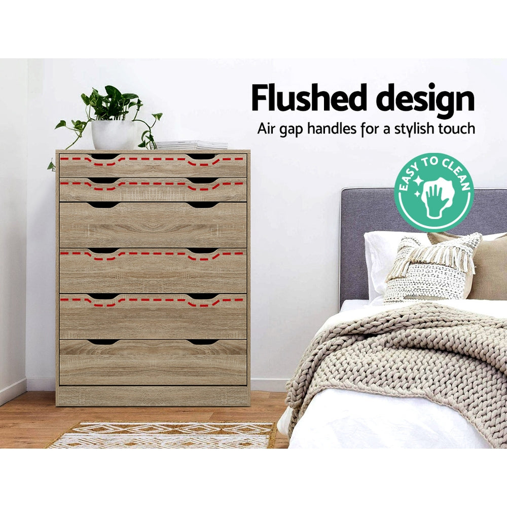 Artiss 6 Chest of Drawers - MYLA Oak - TRENDZ