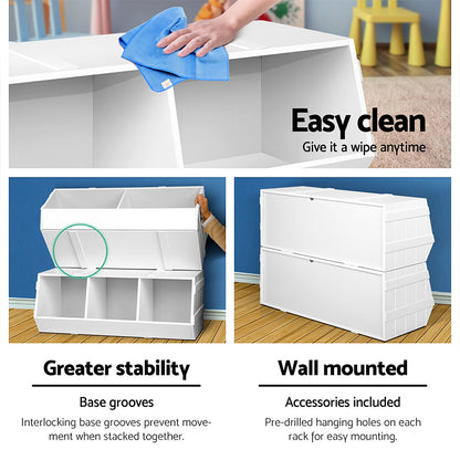 Keezi Kids Toy Box Bookshelf Storage Bookcase Organiser Display Stackable - TRENDZ