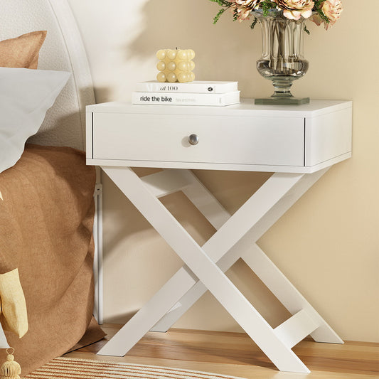 Artiss Bedside Table Drawers Side Table Storage Cabinet Nightstand White QARA - TRENDZ