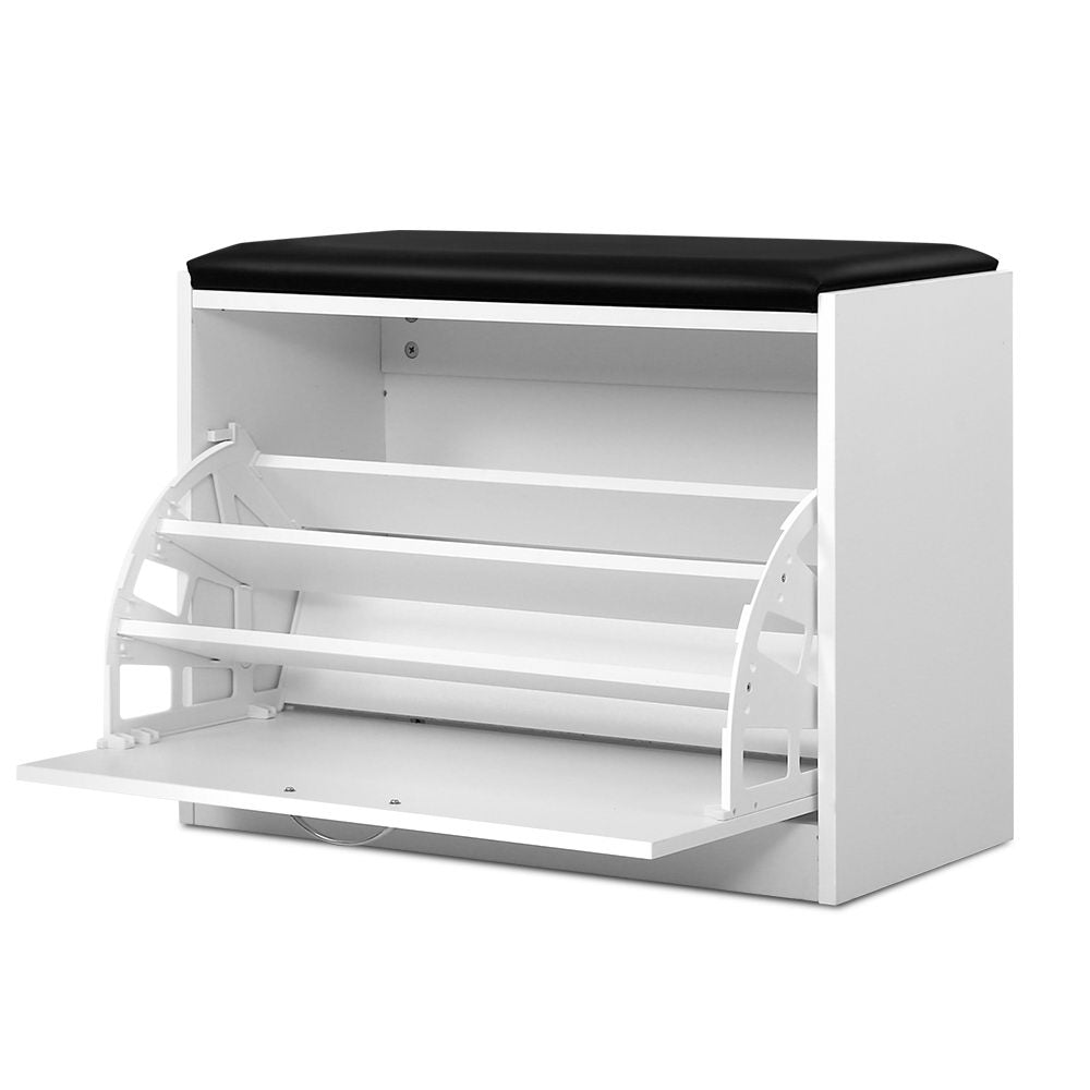 Artiss Shoe Rack Cabinet Bench 15 Pairs White Kyla - TRENDZ