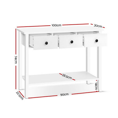 Artiss Console Table 3 Drawers 100CM White Chole - TRENDZ