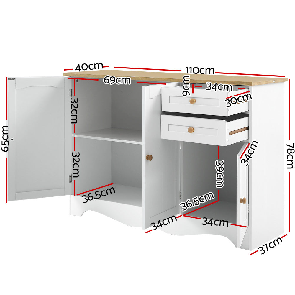 Artiss Buffet Sideboard 3 Doors - BERNE White - TRENDZ