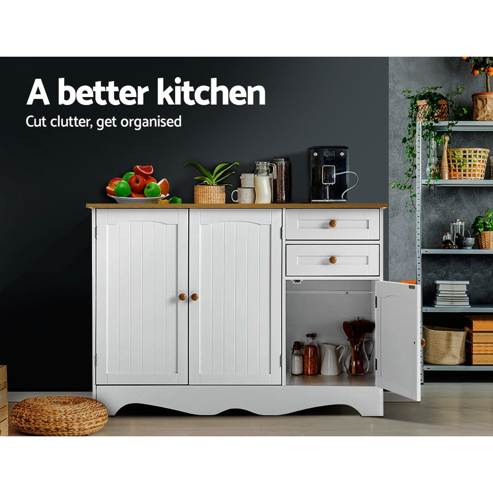 Artiss Buffet Sideboard 3 Doors - BERNE White - TRENDZ