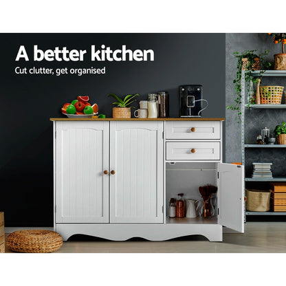 Artiss Buffet Sideboard 3 Doors - BERNE White - TRENDZ