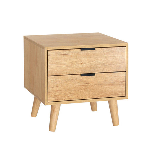 Artiss Bedside Table 2 Drawers - Pine - TRENDZ