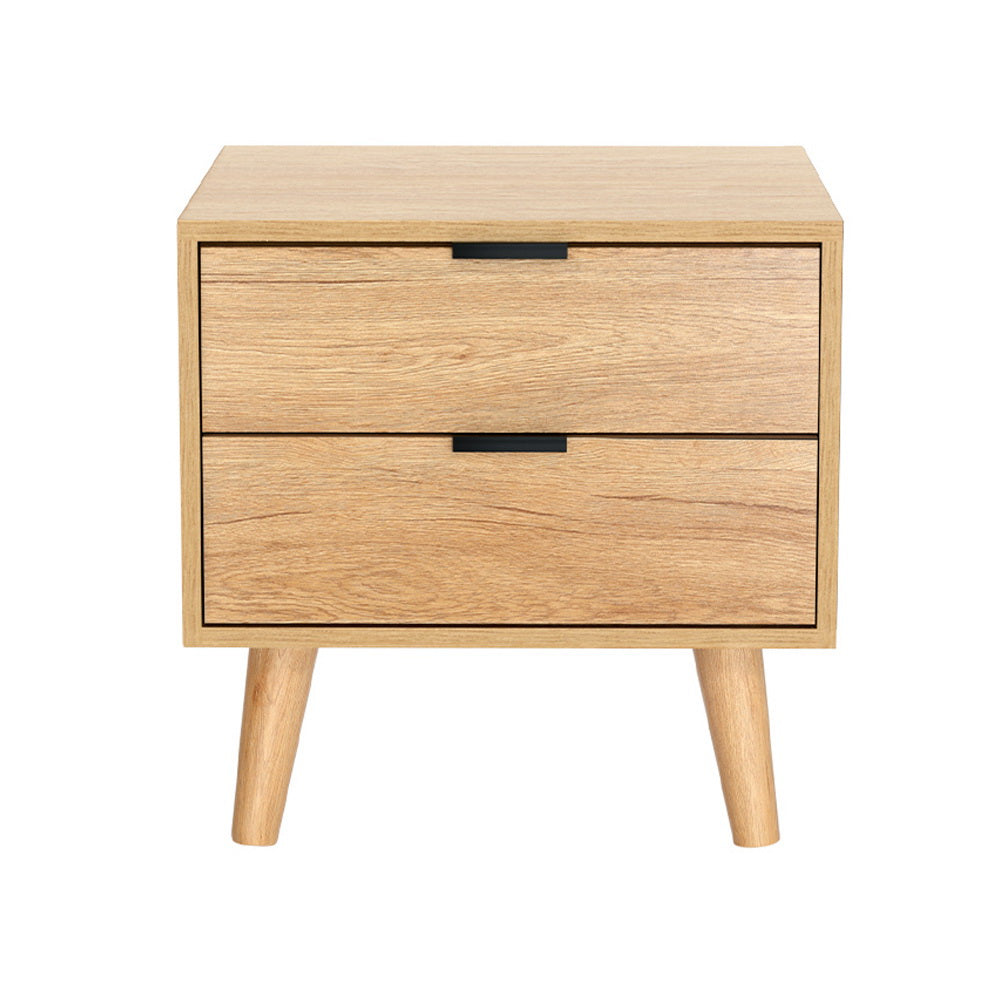 Artiss Bedside Table 2 Drawers - Pine - TRENDZ