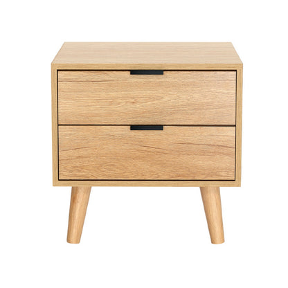 Artiss Bedside Table 2 Drawers - Pine - TRENDZ