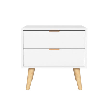 Artiss Bedside Table 2 Drawers - White - TRENDZ