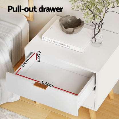 Artiss Bedside Table 2 Drawers - White - TRENDZ
