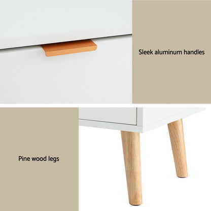 Artiss Bedside Table 2 Drawers - White - TRENDZ