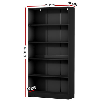 Artiss Bookshelf 5 Tiers ANTON Black - TRENDZ