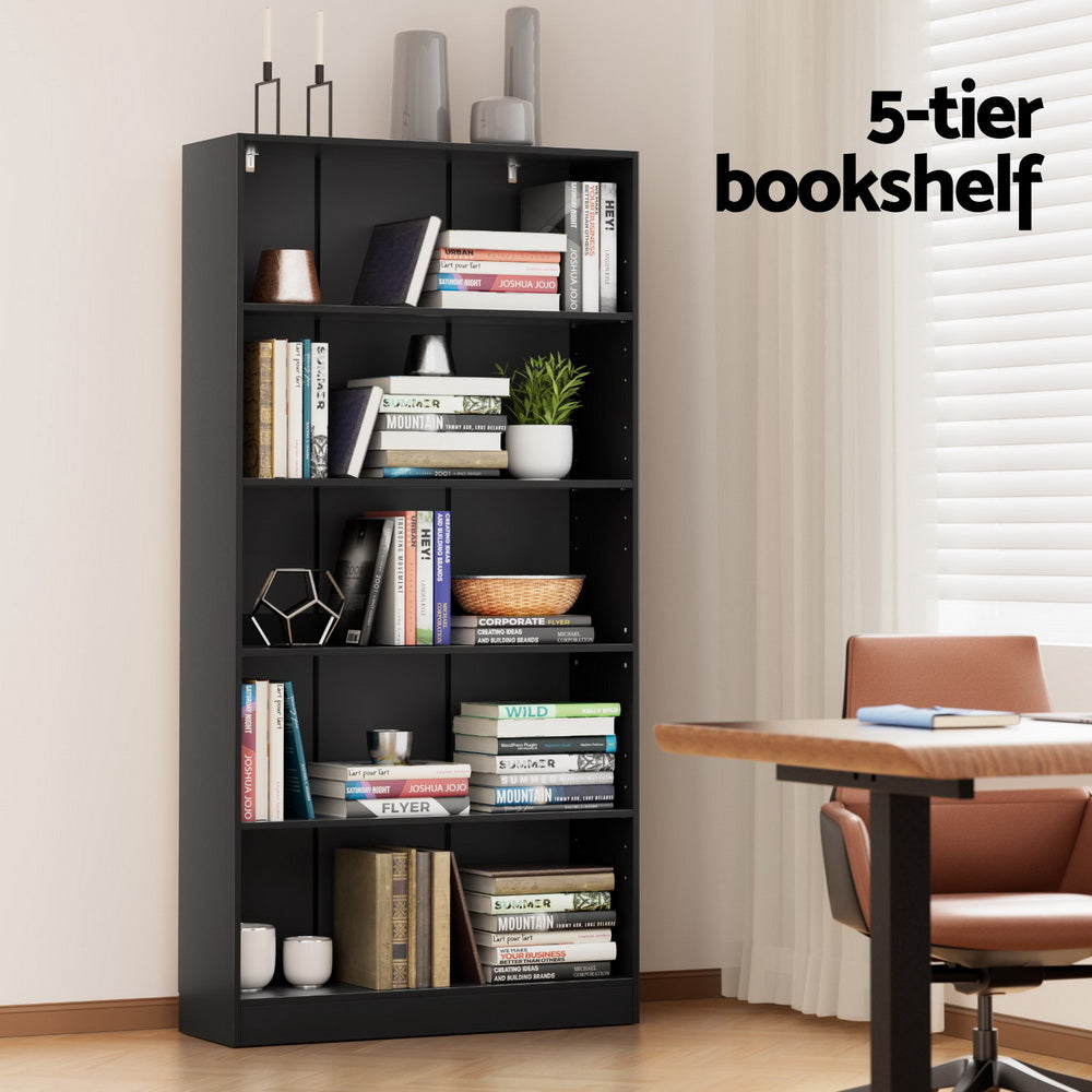 Artiss Bookshelf 5 Tiers ANTON Black - TRENDZ