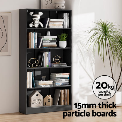Artiss Bookshelf 5 Tiers ANTON Black - TRENDZ