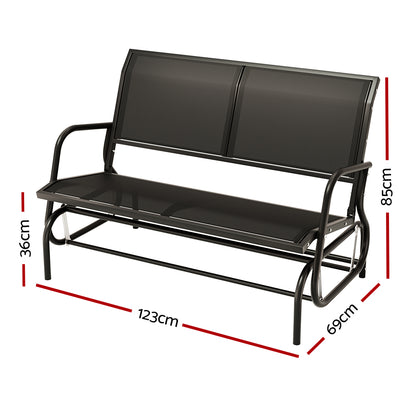 Gardeon Outdoor Garden Bench Seat Swing Glider Rocking 2 Seater Patio Furniture Black - TRENDZ