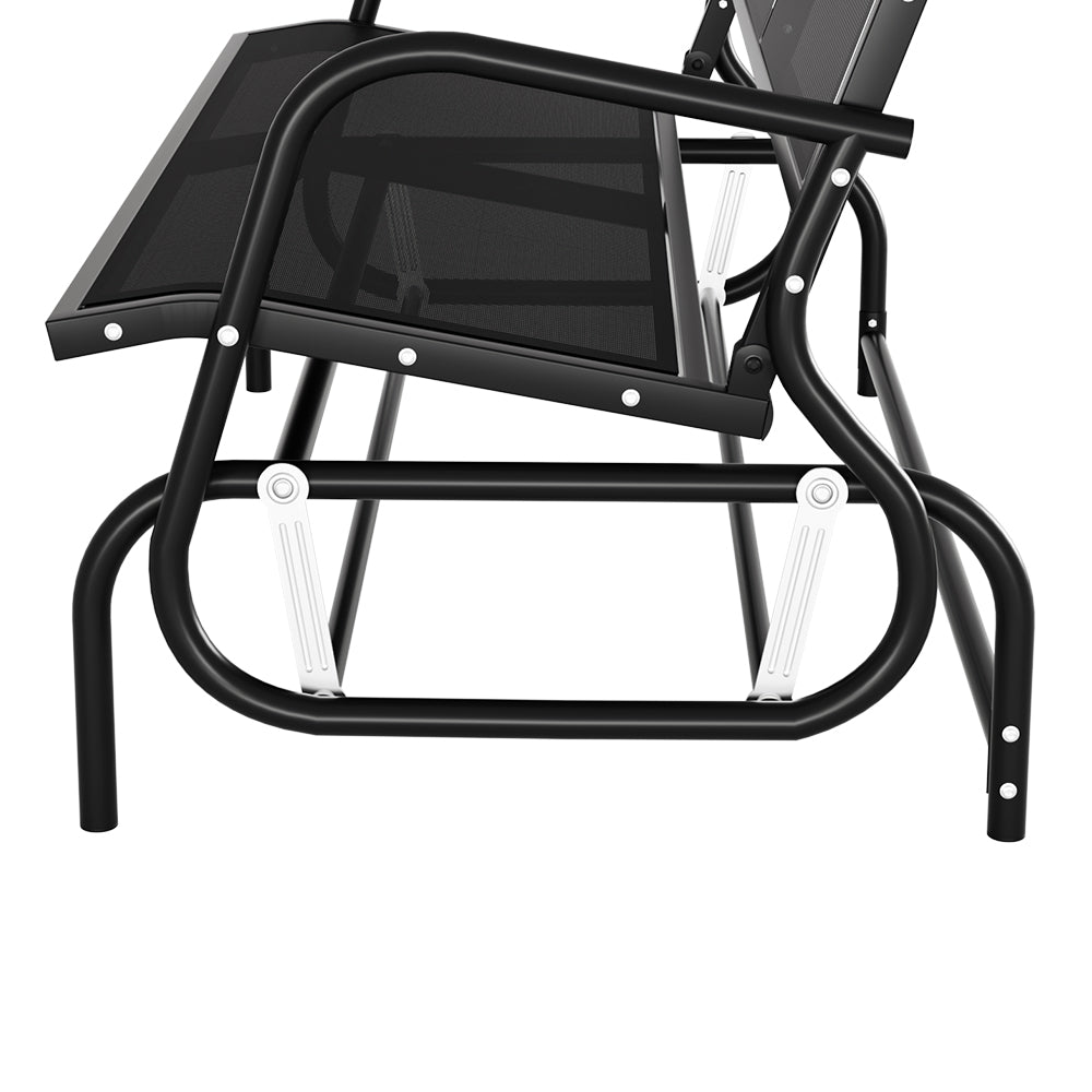 Gardeon Outdoor Garden Bench Seat Swing Glider Rocking 2 Seater Patio Furniture Black - TRENDZ