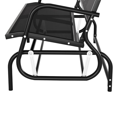 Gardeon Outdoor Garden Bench Seat Swing Glider Rocking 2 Seater Patio Furniture Black - TRENDZ