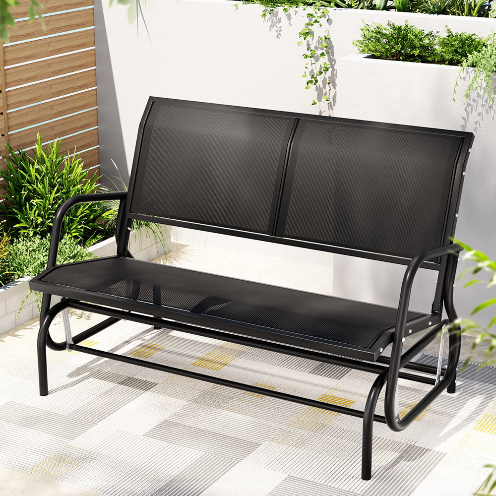 Gardeon Outdoor Garden Bench Seat Swing Glider Rocking 2 Seater Patio Furniture Black - TRENDZ