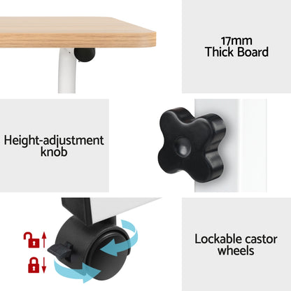 Artiss Laptop Desk Table Adjustable 60CM Light Wood - TRENDZ