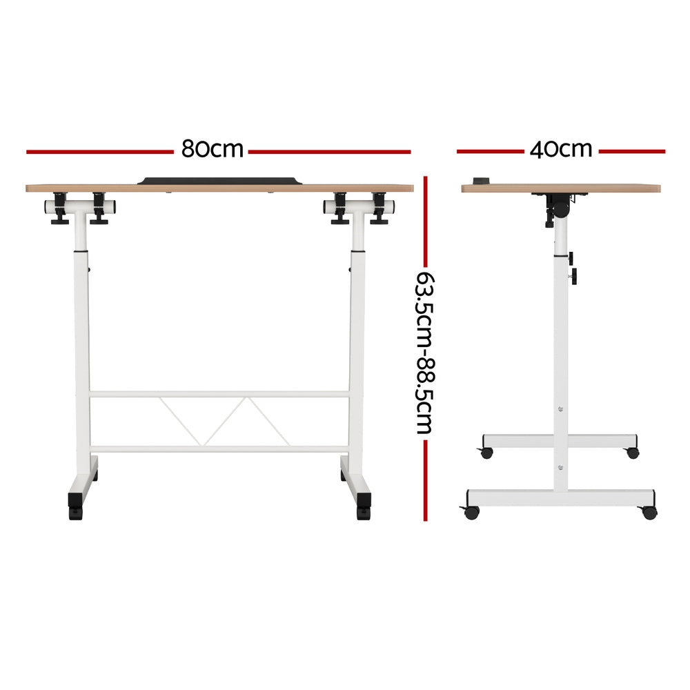 Artiss Laptop Desk Table Adjustable 80CM Light Wood - TRENDZ