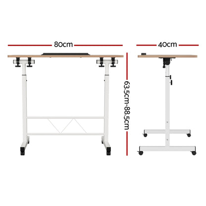 Artiss Laptop Desk Table Adjustable 80CM Light Wood - TRENDZ