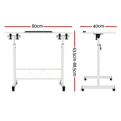 Artiss Laptop Desk Table Adjustable 80CM White - TRENDZ