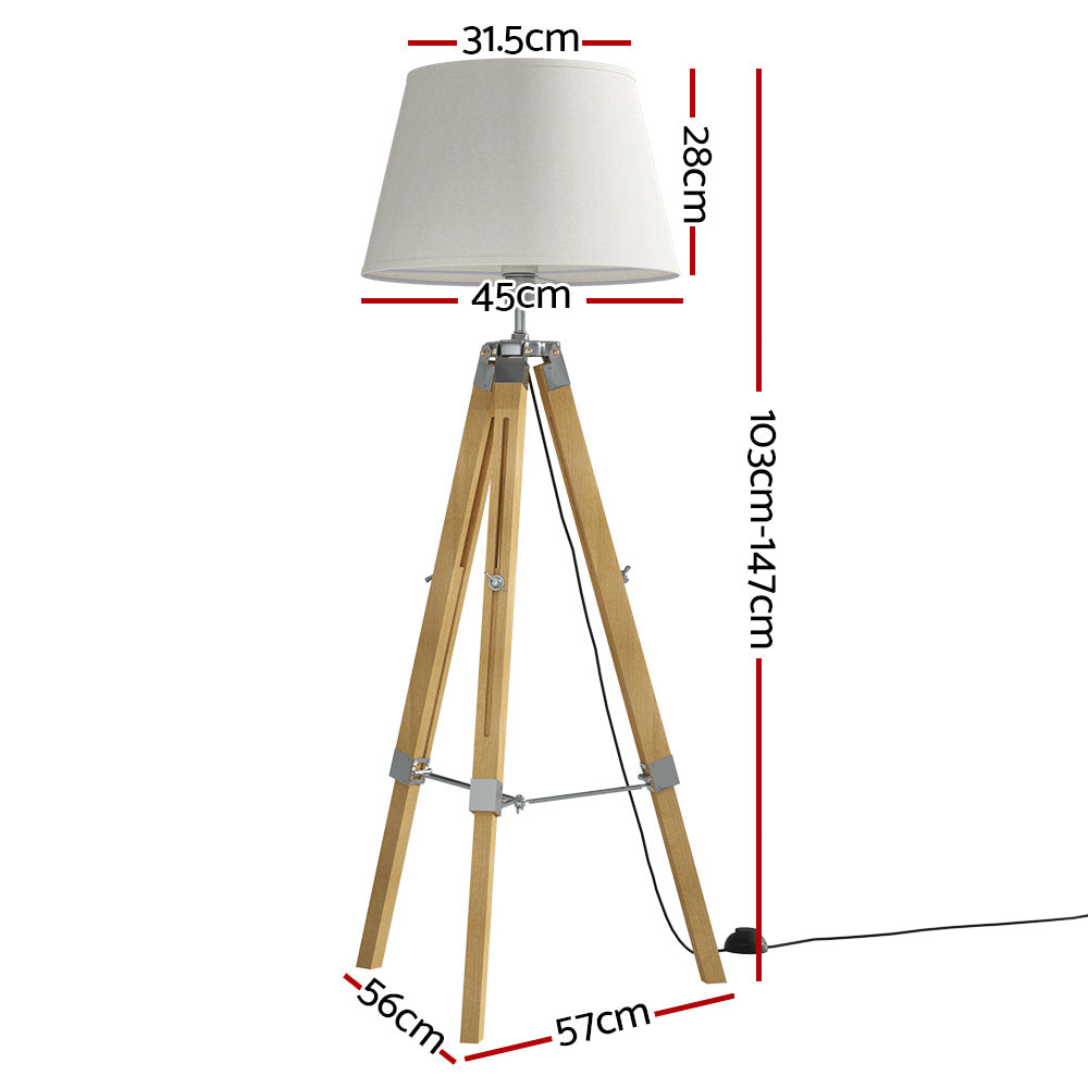 Artiss Tripod Floor Lamp Adjustable Height LED Light Stand Home Room Reading - TRENDZ